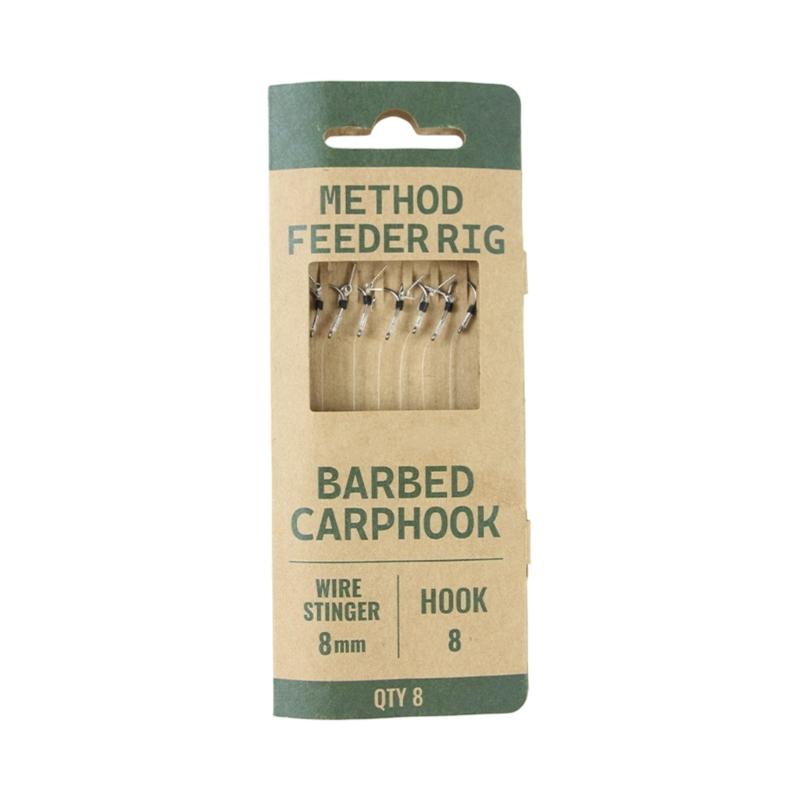 Pack of 8 Pre Tied Fishing Rigs Barbed Hook Method Feeder Rigs for Lake River Fishing Trip Fishing Tackle Accessories