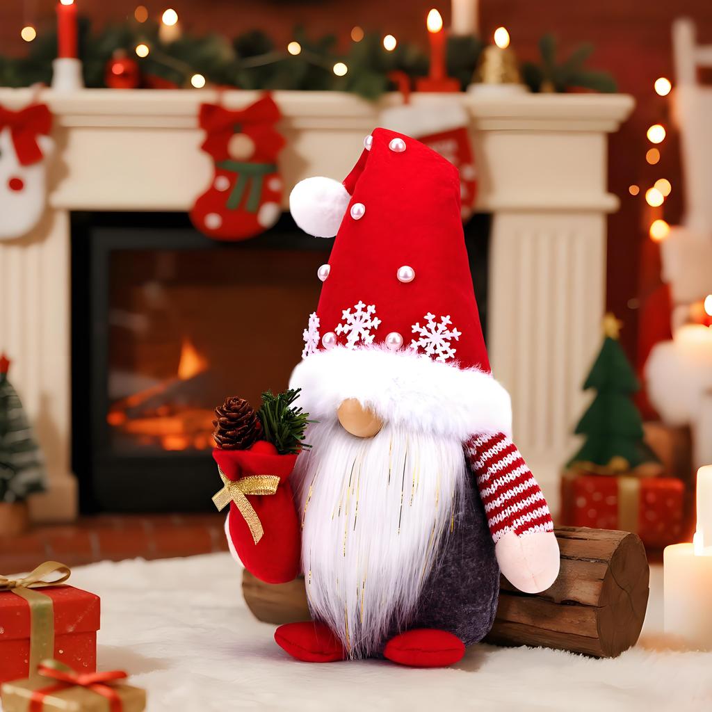 Handmade Christmas Gnome Plush Decor - Scandinavian Xmas Elf for Home, Tiered Tray & Kitchen Gift for Women, Holiday Party