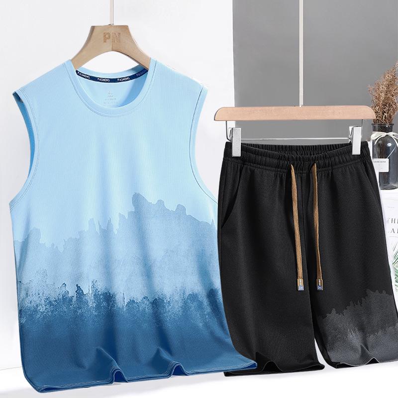 

Мужской летний быстросохнущий спортивный комплект: Топ без рукавов и беговой жилет 2XL