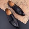 Fashion Fashion Male Derby Dress Leather Shoes Party Printing Luxury Zapatos De Hombre Genuine Leather Oxfords Shoes Black Lace Up Daily