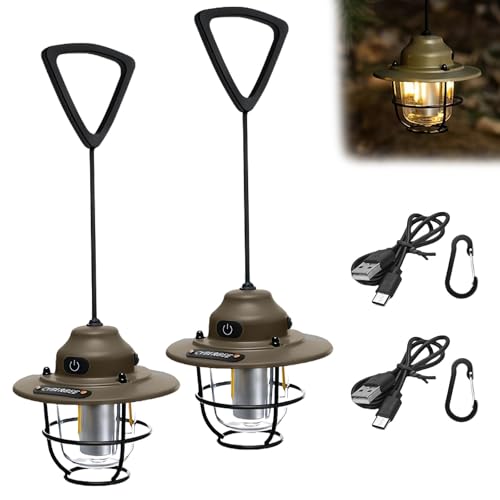 

SEKIDAR Rechargeable Camping Lantern, 2 LEDs, High Brightness, IPX4 Waterproof, Stepless Dimming, 4 Color Modes, Ultra-Lightweight (140g), USB-C Charg