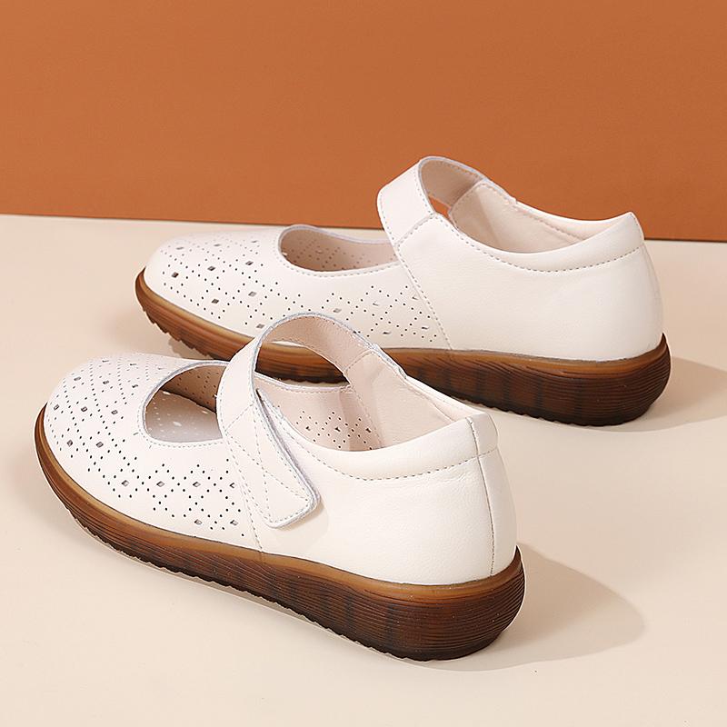 Mocasines de verano de piel auténtica, zapatos casuales para mujer, mocasines suaves con punta puntiaguda, calzado para mujer, zapatos planos para mujer, color blanco