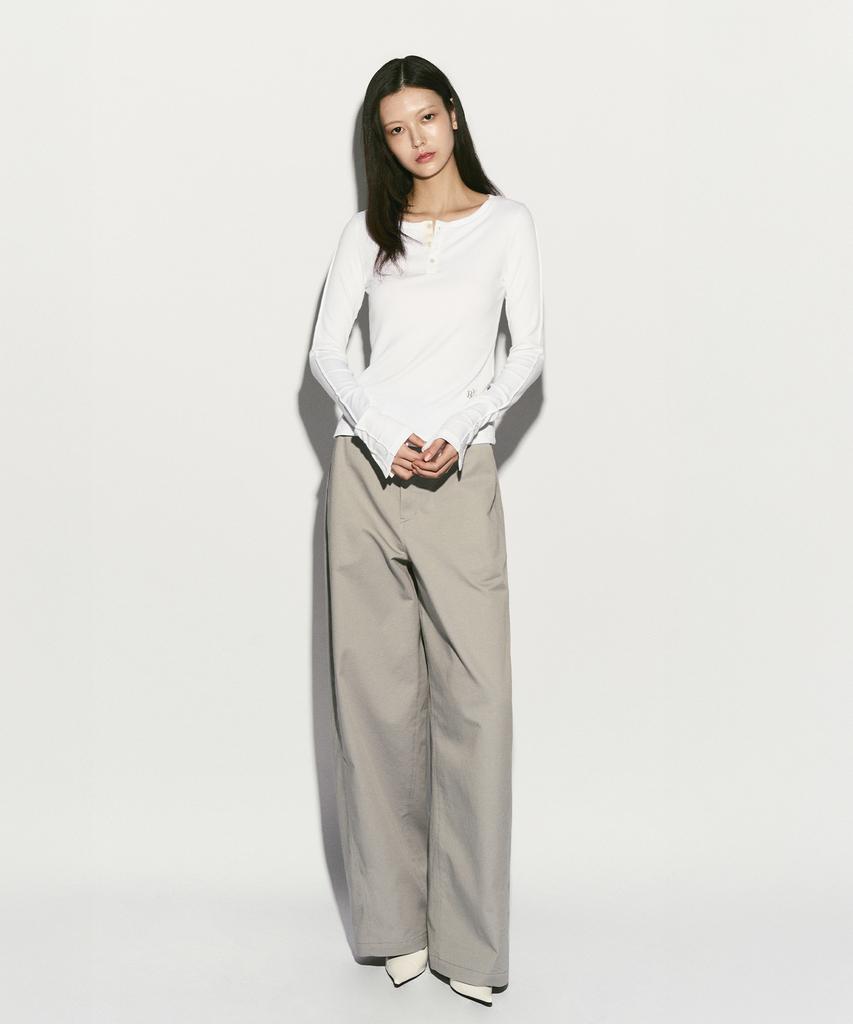 RE RHEE Belted Straight Leg Trouser Ash Gray