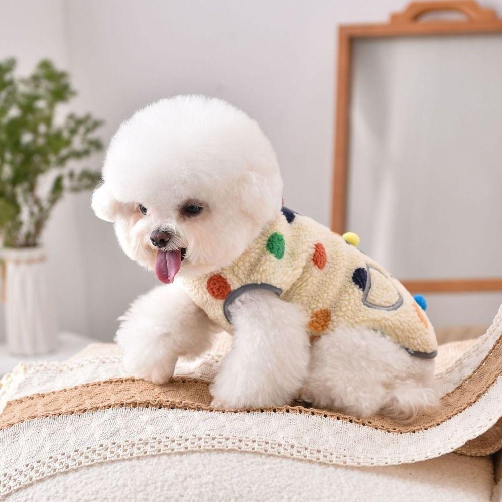 Pet Clothing Warm Dog Hoodie Soft Fleece Dog Clothes Pocket Design Dots Pattern Dog Coats Indoor Use