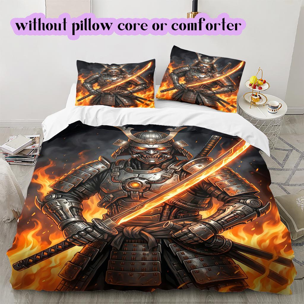Fire and Death Pattern Bedding Quilt Set Quilt Cover Pillowcase Home Decoration Birthday Gift (1 * duvet cover + 2 * pillowcase, without core)