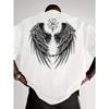 European Size Gothic Chain Wing Print T-Shirt - Gothic Wing Crew Neck Tee, Breathable  Fiber, Slightly Dropped Shoulder Fit, Machine Washable