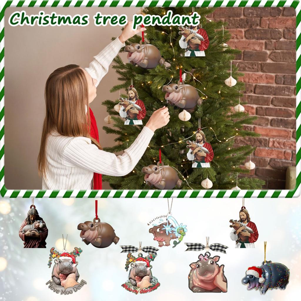 Moo Moo Nilpferd Weihnachtsgeschenk Kleines Geschenk Niedlicher Anhänger mit Nilpferd-Aufdruck Kleiner Anhänger