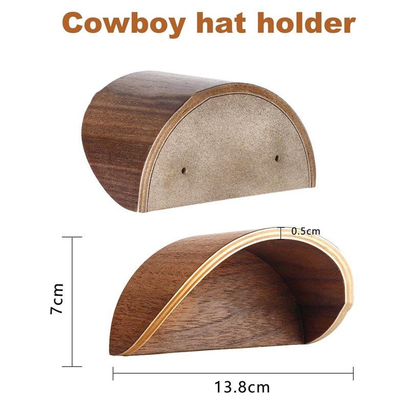 ABBY-Cowboy Hat Rack For Wall, 2-Pack Wooden Hat Holder With Satin Finish, Non-Damaging Brim Design For Western Hat Organizer St