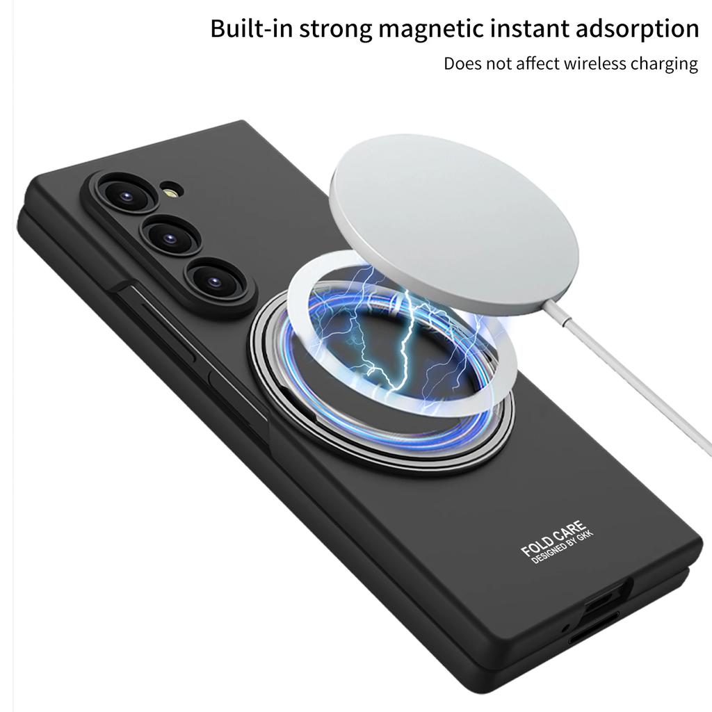 Rotating Magnetic Wireless Charging Phone Case for Samsung Z Fold 7 6 with Tempered Film Protective Cover
