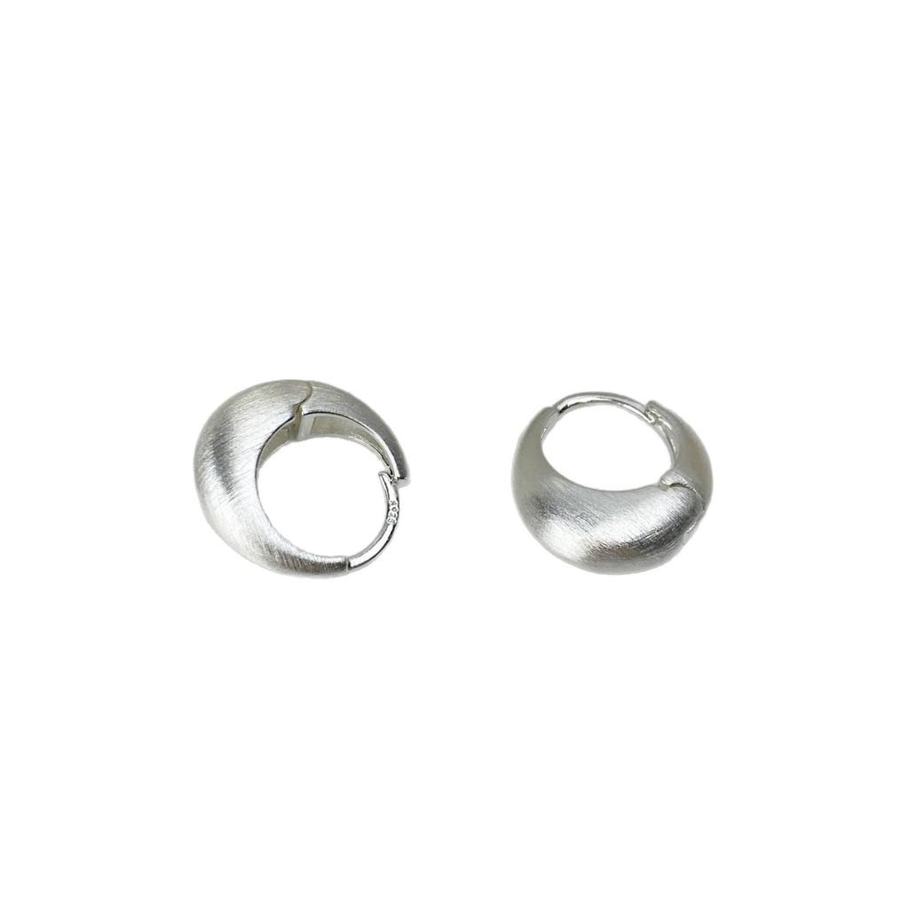 Silver Brushed Thick Hoop Earrings for Women - Versatile, Cool Style for Parties