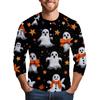 Men's Halloween Printed  Collar Three-Quarter Sleeve