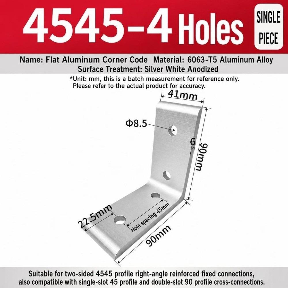 Flat Shape Aluminum Angle Bracket Solid Body Right Angle Bracket For Workbench Build