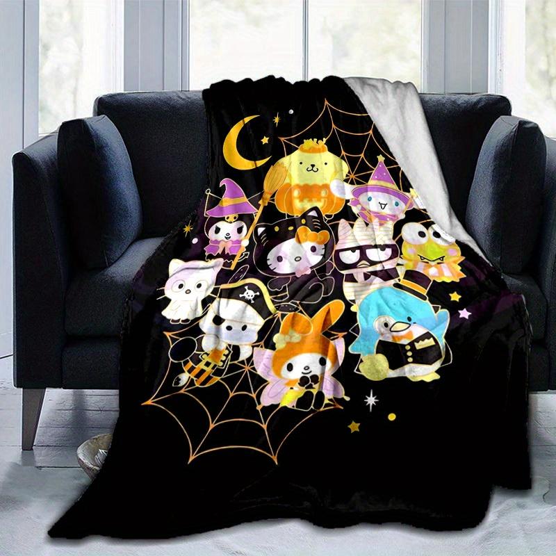 1pc Sanrio Cute Halloween Characters Home Decor Flannel Blanket: Perfect Gift for Bedroom, Living Room, Travel, Camping, Car, Beach, Office Nap, Ideal