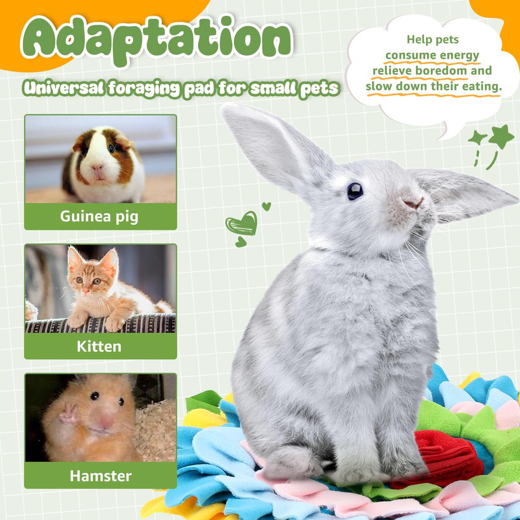 Small Pet Snuffle Mat Rabbit Foraging Mat Hamster Scent Training Blanket Toy Slow Feeder for Dogs &Rabbits