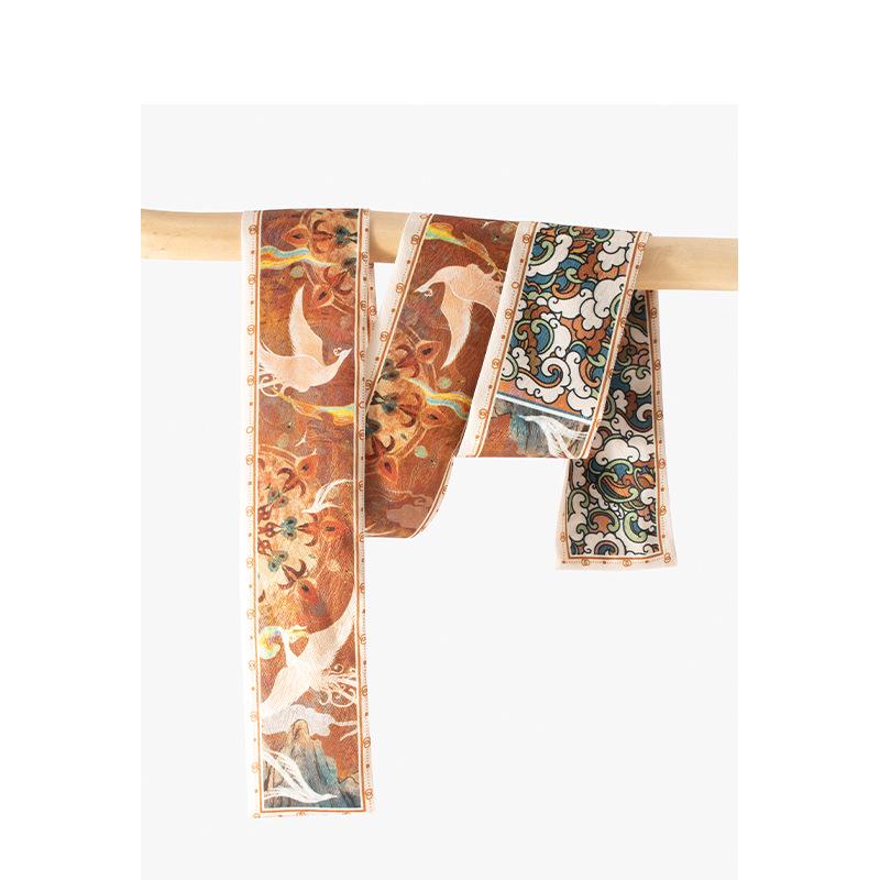 Dunhuang Silk Scarf: Chinese-Style Women's Ribbon, Headband, and Binding Bag Accessory.