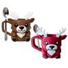 Reindeer Ice Cream Pint Holder with Spoon Slot Thermal Protection Cup Coaster Animal Shape Christmas Ice Cream Cup Holder