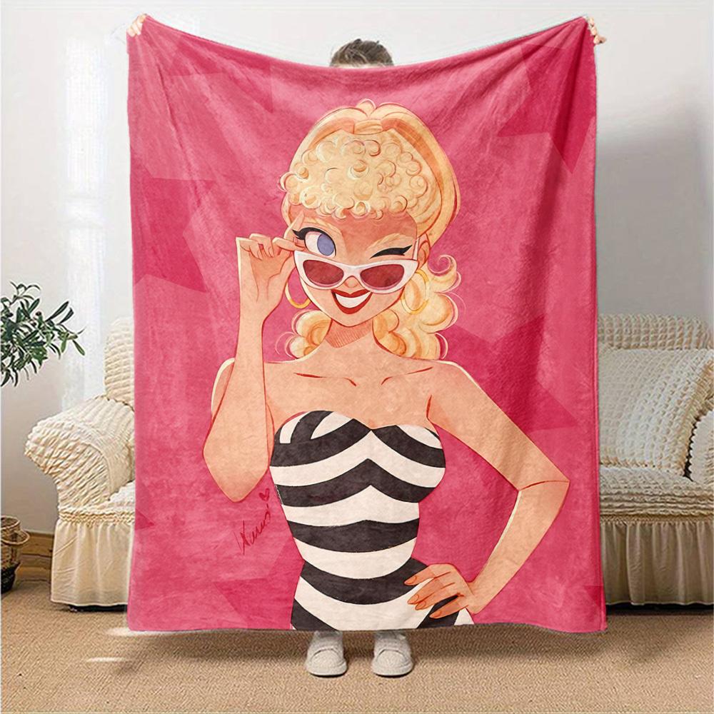 1pc stripes star Flannel Blanket Soft Warm Throw for Home, Office, Travel, All Season Cozy Bedding Gift, Office