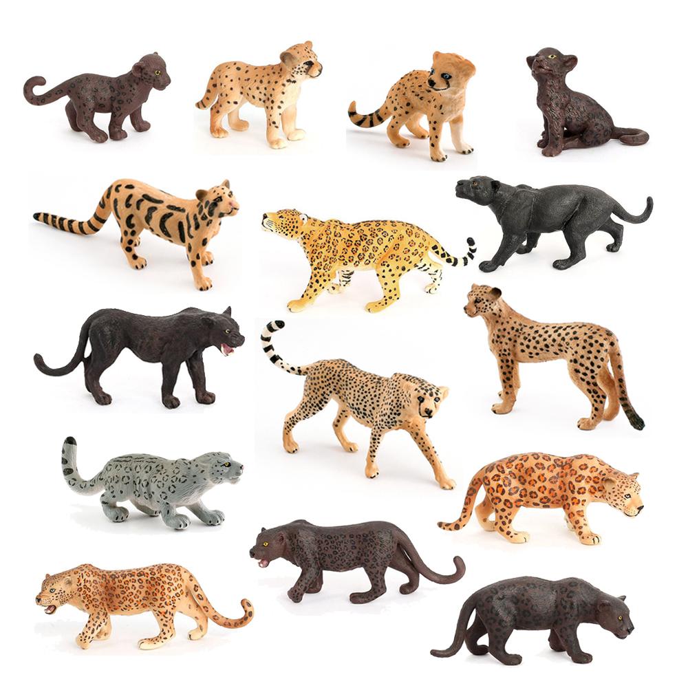 Figurina Leopardo Animali Giocattolo Figure Ocelot Pantera Ghepardo Giungla Animali Selvatici Figure Action Figure Giocattoli di Plastica Regali per Bambini