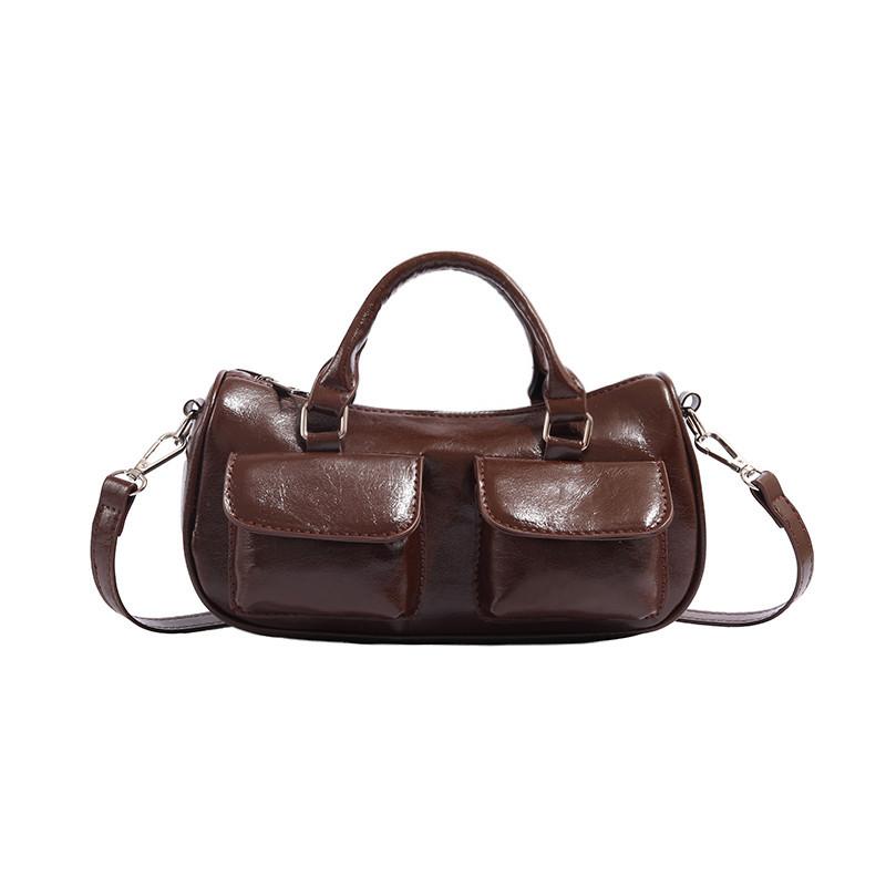 2025 New Women's Bag Bowling Bag Multi-Pocket Boston Bag Vintage High-End Handbag Shoulder Crossbody Bag