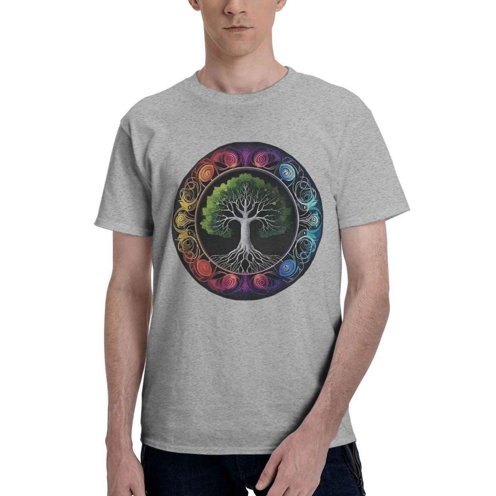 Colorful Tree Of Life 100 Cotton Casual Breathable Confortable Tshirt Funny Ugus TShirts Mens Wear