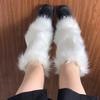 Women's Artificial Fur Leg Warmers Japanese Lolita Autumn And Winter Black And White Knitted Socks Leg Warmers For Women