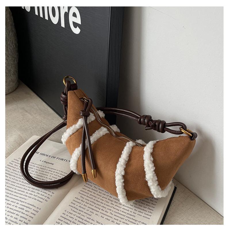 

Women s bag, matte armpit bag, retro shoulder messenger bag, fashionable plush croissant bag, dumpling bag. коричневый