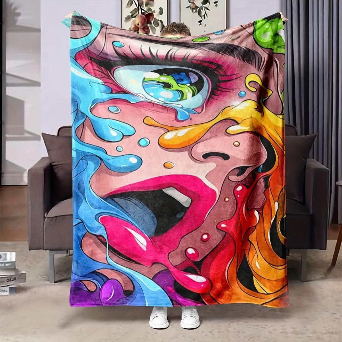 

Fashionable geometric pattern design Flannel printed blanket suitable for all seasons suitable for living office sofa and travel 75x100cm (30x40inch)