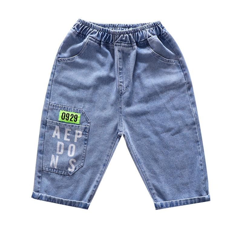 Summer Teenage Boys Denim Shorts 4-10 Years Summer Fashion Letter Printed Soft Trousers for Kids Children Casual Pants