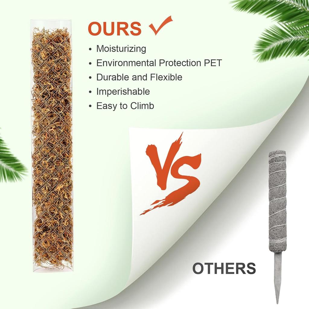 GROWNEER 4 Packs 24 Inch Plastic Moss Pole for Plants Monstera, Stackable Plant Support for Indoor Climbing Plants, Clear Plant Poles with 10FT