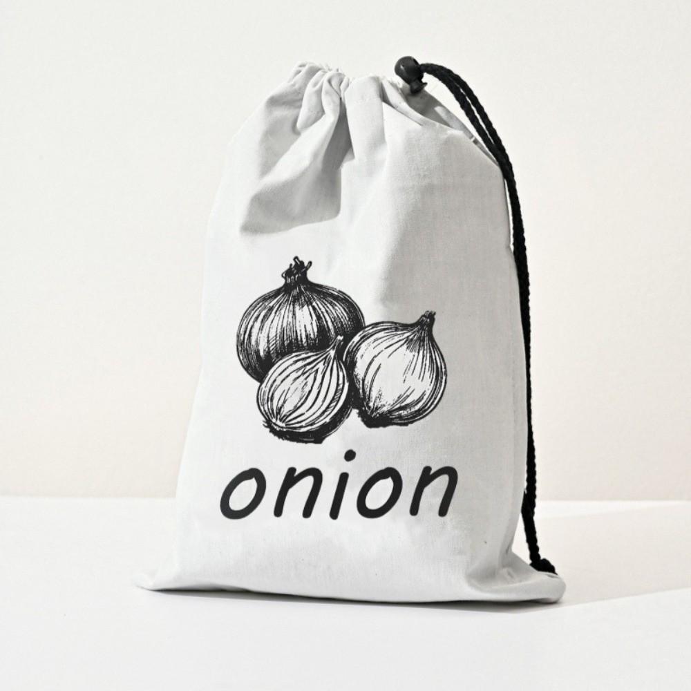 

Portable Reusable Onion Potatoes Storage Bag Drawstring Large Canvas Bag With Side Zipper Kitchen Storage Pouch