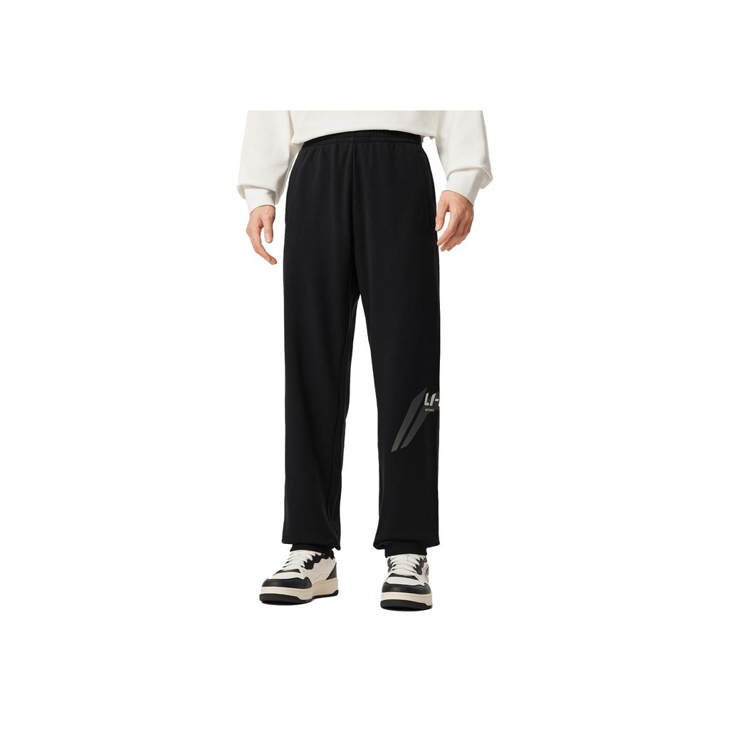 Li-Ning Comfortable Simple Letter Cuffed Mid-Waist Casual Pants Men bottoms Black AKLVC19-1