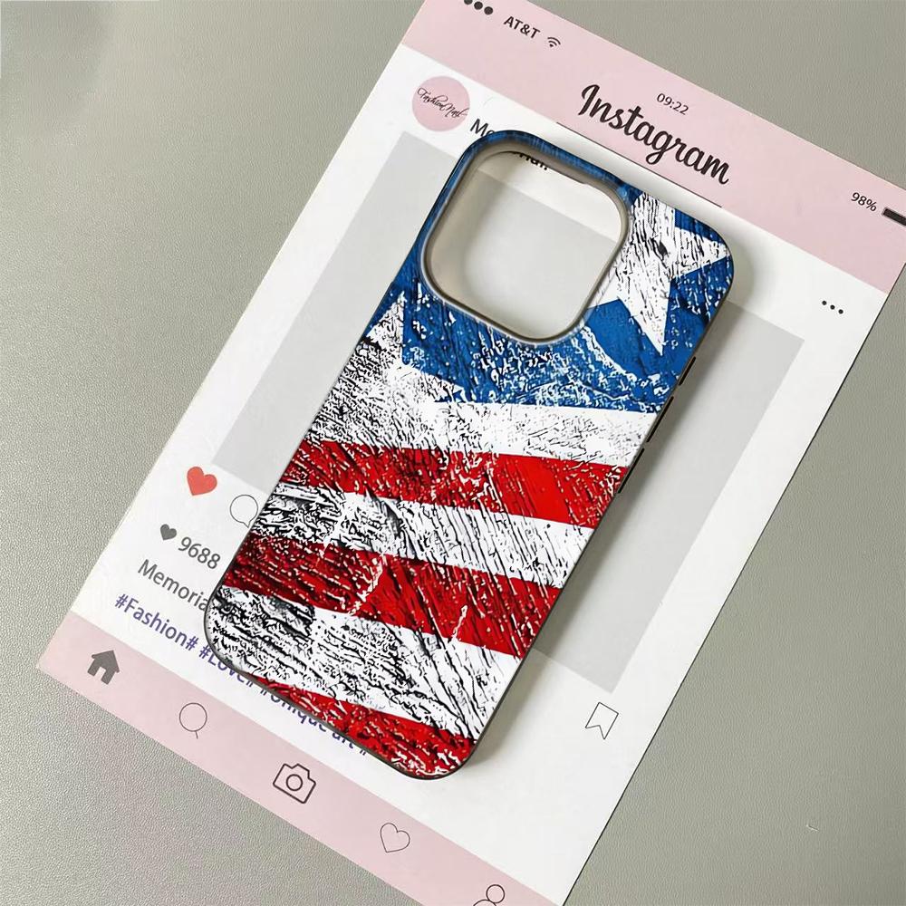 Independence Day USA Flag Case for iPhone 17 16 15 14 Plus 13 12 11 Pro Max Glitter & Vintage TPU Fashion Cover