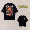 Summer Anime Pokémon Cosplay T-Shirt Cotton Short Sleeve Tops Casual Loose Retro T-Shirt Men Women Kids Family Matching Outfits