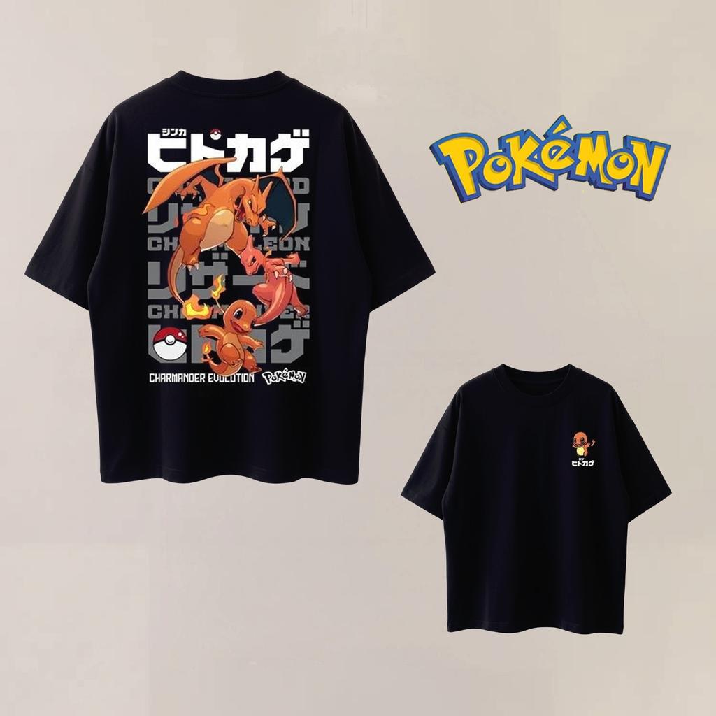 Summer Anime PokéMon Cosplay Tshirt Cotton Short Sleeve Tops Casual Loose Retro Tshirt Unisex Unisex Kids Family Matching Outfits