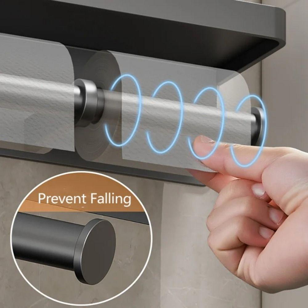 Rustproof Tissue Rack Aluminum Zinc Zinc Alloy Dual Roll Dispenser Sturdy Paper Roll Storage Shelf Apartment