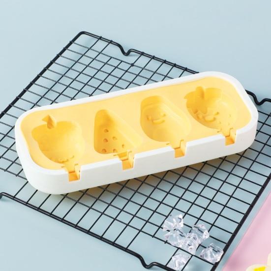 Popsicle Mold with Lid, Silicone Ice Cream Molds with 6 Sticks, 4 Cavities DIY Handmade Popsicle Mold for Making Cakesicles, Cake Pops, Ice Cream