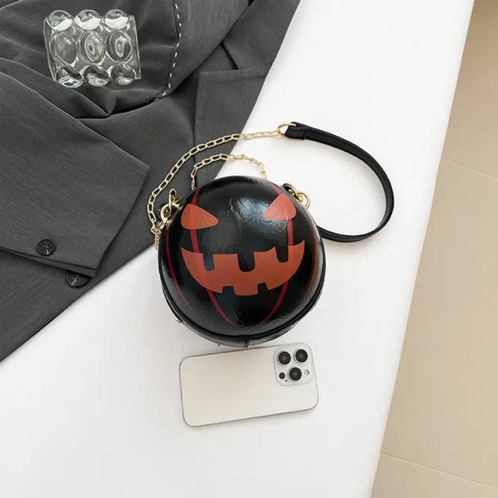 3D Pumpkin Round Bag Zinc Zinc Alloy Ghost Chain Handbag Personalized Halloween Ball Bag Holiday Gift