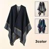 YAYUPLUS Women's Large Poncho/Polero/Shawl Top, Autumn/Winter Knit Cape Coat, Check Pattern, Winter Wear, Stylish Casual Outerwear (Black/Khaki)