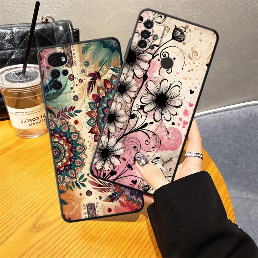 Retro Floral Pattern Case for Motorola Moto G50 G32 G51 G73 Edge 20 Pro 30 Lite G52 G53 G30 G71 G22 Edge40 G60s Phone Cover