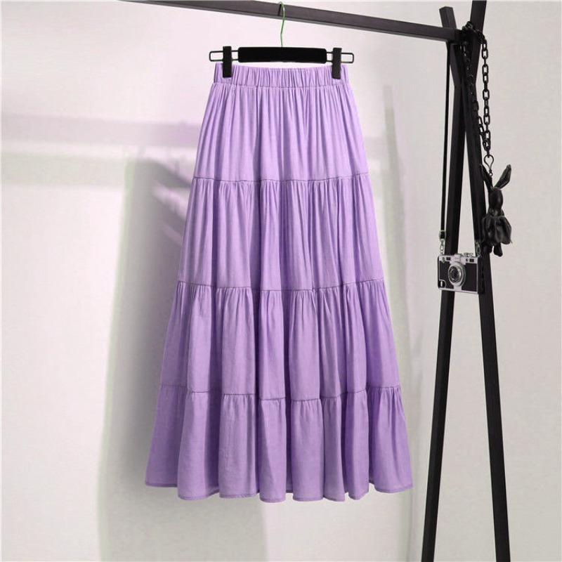 DX~~ New Spliced Cotton and Linen Skirt, Literary Fresh Long Skirt, High-waisted and Versatile, A-line Swing Skirt, Casual Skirt