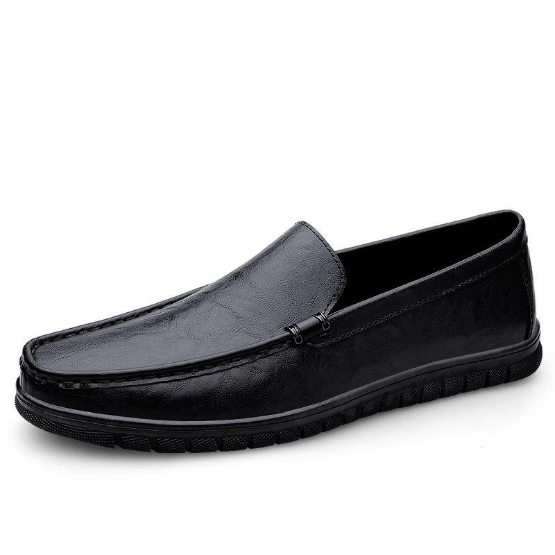 

Fashion Genuine Leather Mens Formal Loafers Handmade Design Slip-On Flats Business Shoes Comfortable Moccasins Simple Male Driving Shoes 37 чёрный