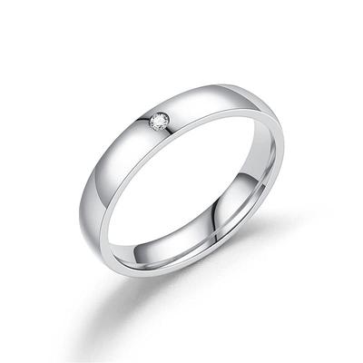 Einfache 4mm Eheringe Mit AAA+ Zirkonia Accessoires Geschenke Edelstahl Schmuck Für Männer Frauen