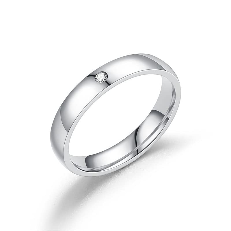 

Simple 4mm Wedding Band Rings With AAA+ Cubic Zirconia Accessories Gifts Wholesale Stainless Steel Jewelry For Men Women 6