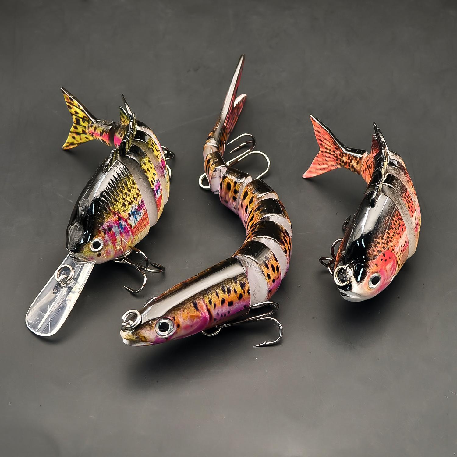 

3 шт. Тонущая многосекционная биомиметическая приманка, Искусственная приманка для окуня, полосатого окуня, лосося, снука, Аксессуары для рыбалки на открытом воздухе