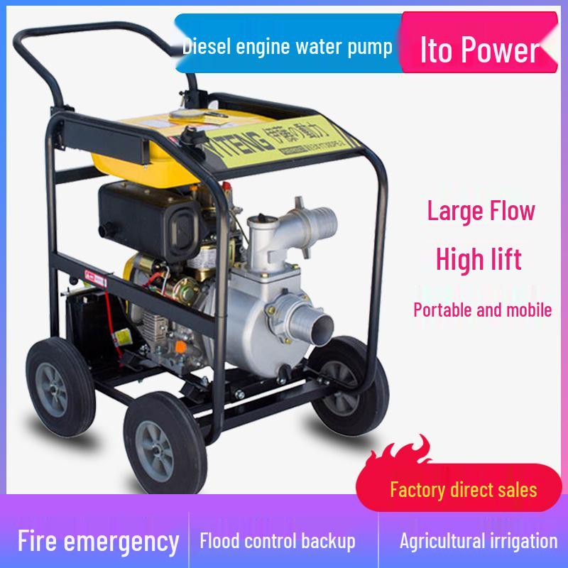 2-8 inch Mobile Diesel Water Pump with Wheels for Irrigation, Drainage, Flood Control, Emergency, and Fire Fighting
