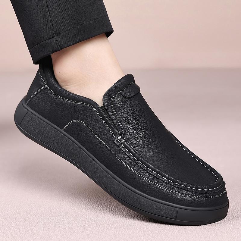 Fashion High Quality Handmade Stitched Comfortable Casual Leather Shoes Brand Business Versatile Commuting Shoes Fashionable Men Loafers