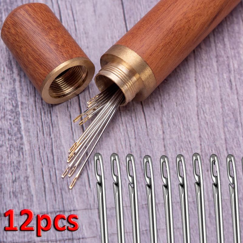 12Pcs/set Stainless Steel Needle for Sewing Household Threading Apparel Manual DIY Jewerly Beading Needles Big Hole Blind Needle