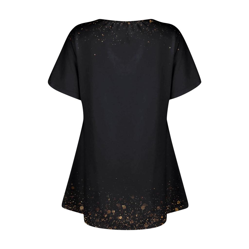 Women's Large Top Round Neck Printing Loose A-line Short Sleeve T-shirt
