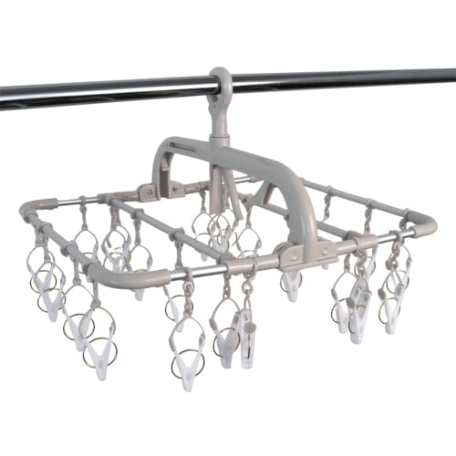 Twin Mall Laundry Drying Rack, Laundry Hanger, 24-Pinch Aluminum Clothes Hanger, Beige/White, Horizontal Hanger, IC-01