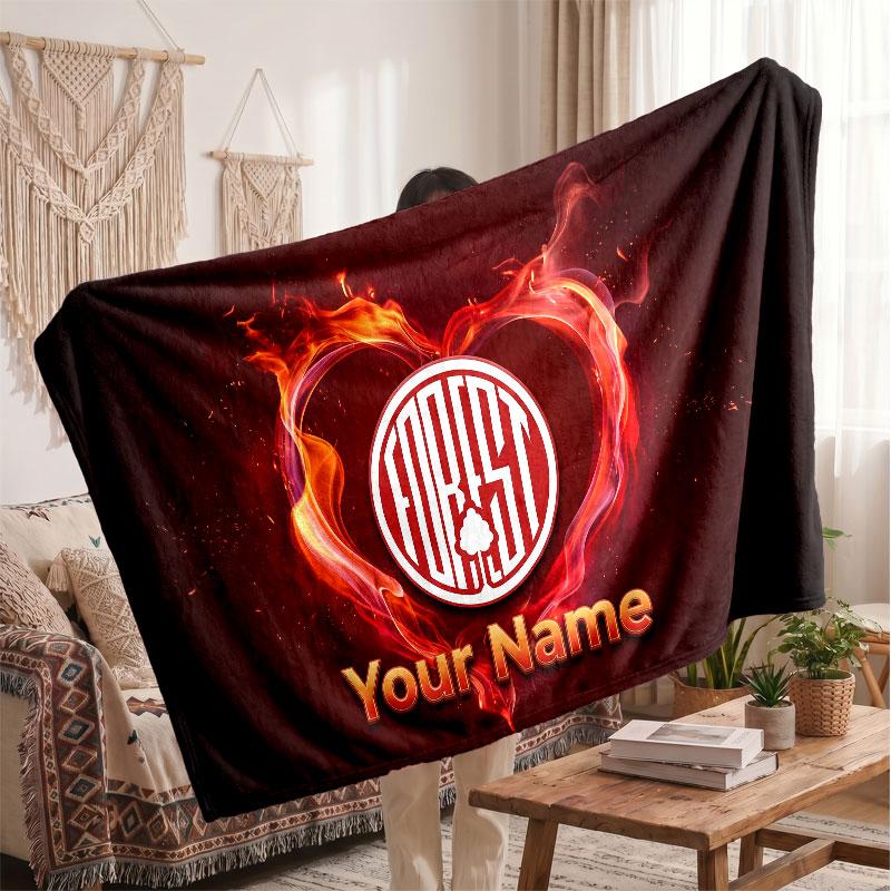 Nottingham Forest Personalisierte Fleecedecke Mit Fußballlogo, Individueller Name Text Weiche Warme Heimdecke